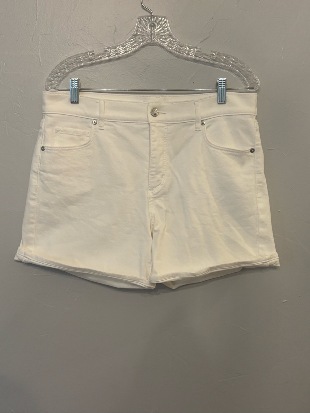 LOFT Cream Denim High-Rise Shorts